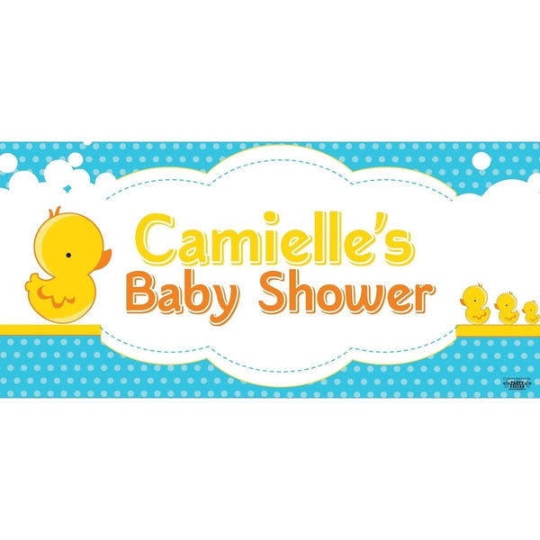 Banner - Custom Deluxe Baby Shower Blue Dots & Ducks