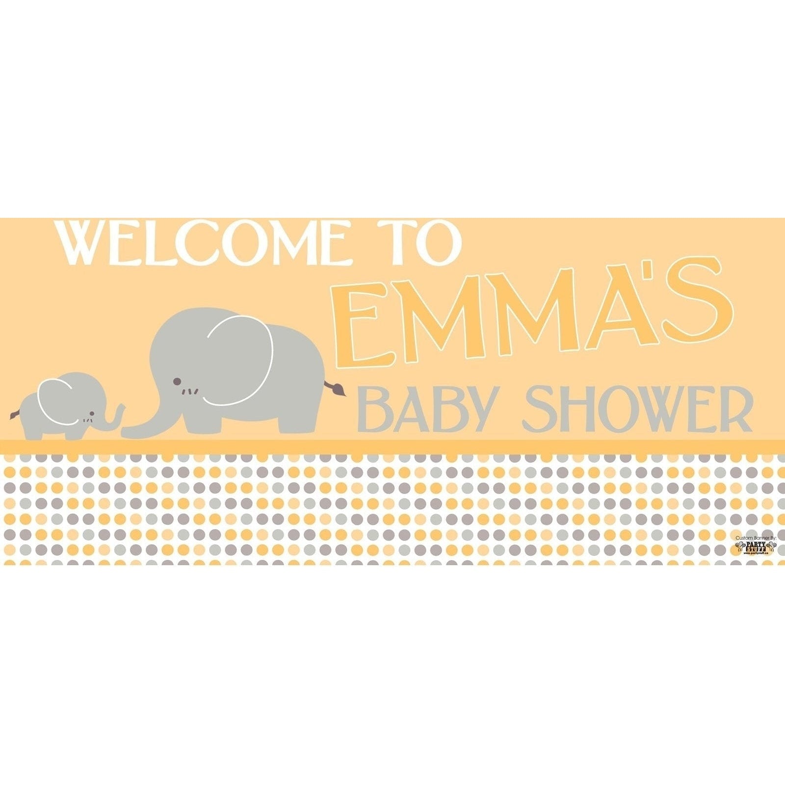 Banner - Custom Deluxe Baby Shower Orange Dots & Elephant