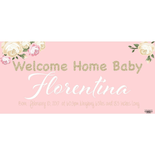 Banner - Custom Deluxe Baby Shower Pink & Gold Sparkle