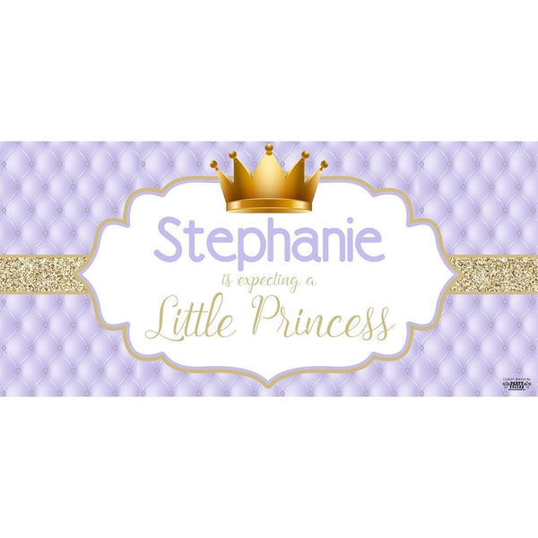 Banner - Custom Deluxe Baby Shower Purple & Gold Crown