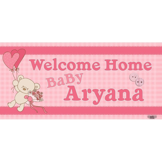 Banner - Custom Deluxe Baby Shower Teddy Bear & Pink