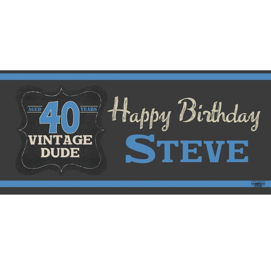Banner - Custom Deluxe Birthday Blue Vintage