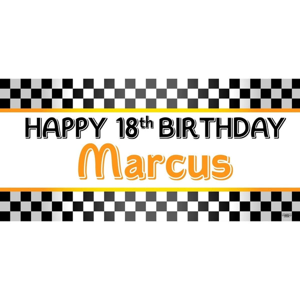Banner - Custom Deluxe Birthday Checkered Flag