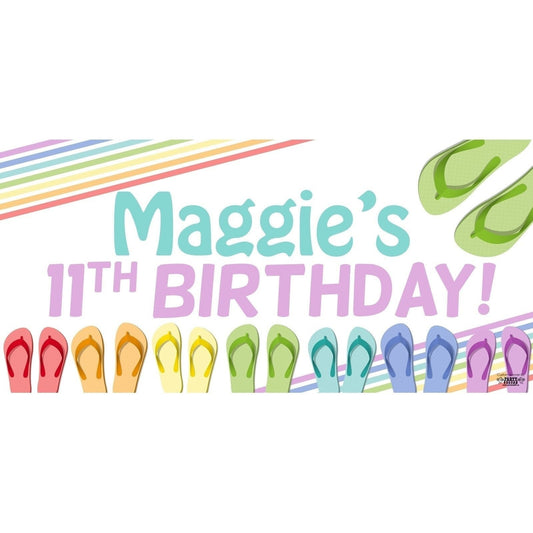 Banner - Custom Deluxe Birthday Colorful Flip Flops