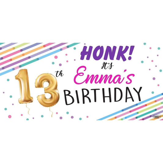 Banner - Custom Deluxe Birthday Colorful Lines & Dots
