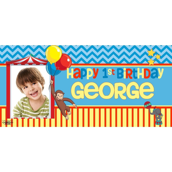 Banner - Custom Deluxe Birthday Curious George With PiCounture