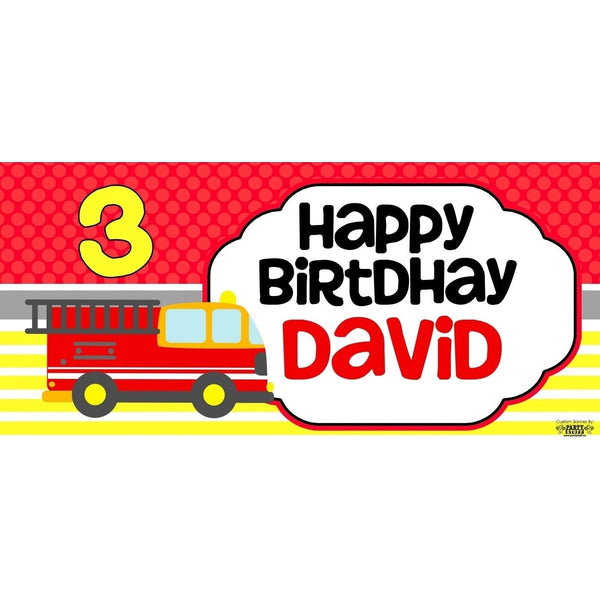 Banner - Custom Deluxe Birthday Firetruck