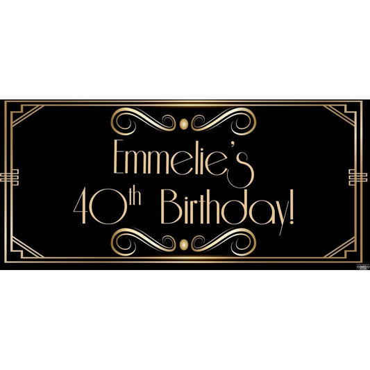 Banner - Custom Deluxe Birthday Gold Gala