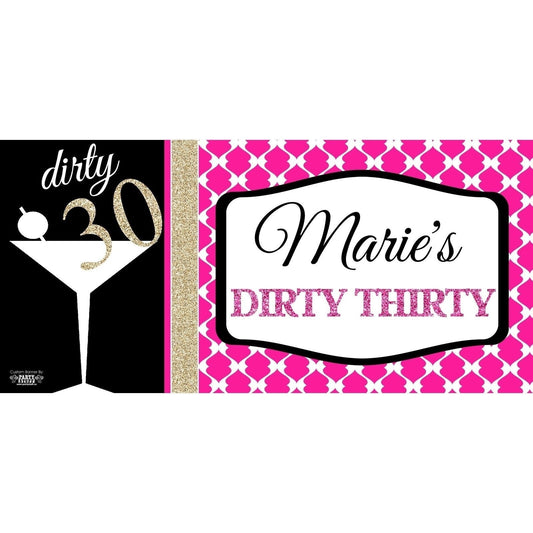 Banner - Custom Deluxe Birthday Gold Sparkle & Wine Glass