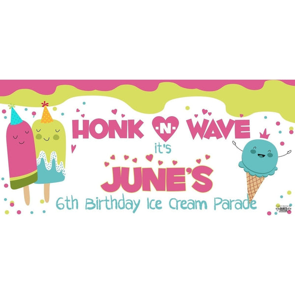 Banner - Custom Deluxe Birthday Ice Cream Parade