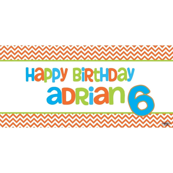 Banner - Custom Deluxe Birthday Orange Zig Zag