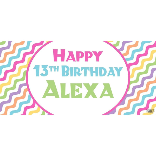 Banner - Custom Deluxe Birthday Pastel Waves