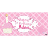 Banner - Custom Deluxe Birthday Pink Cupcake & Heart