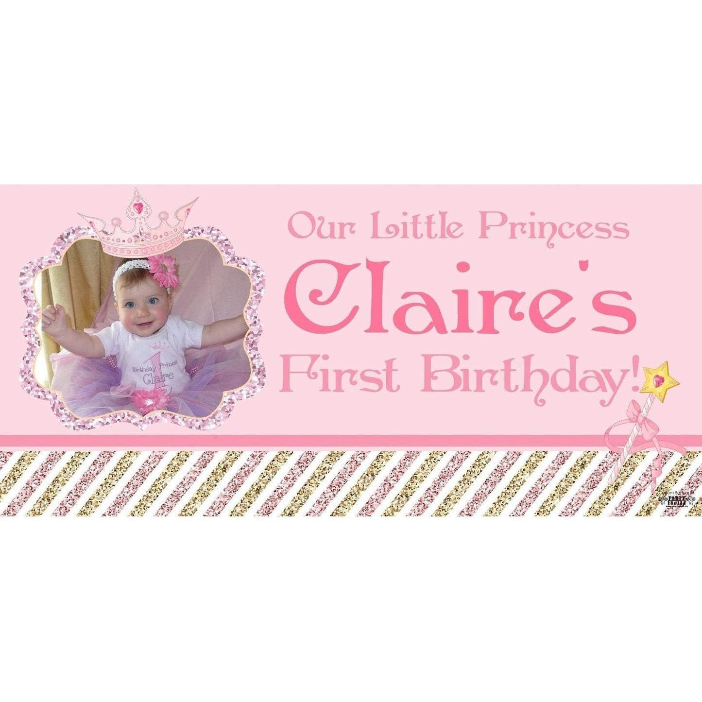Banner - Custom Deluxe Birthday Pink Princess With PiCounture