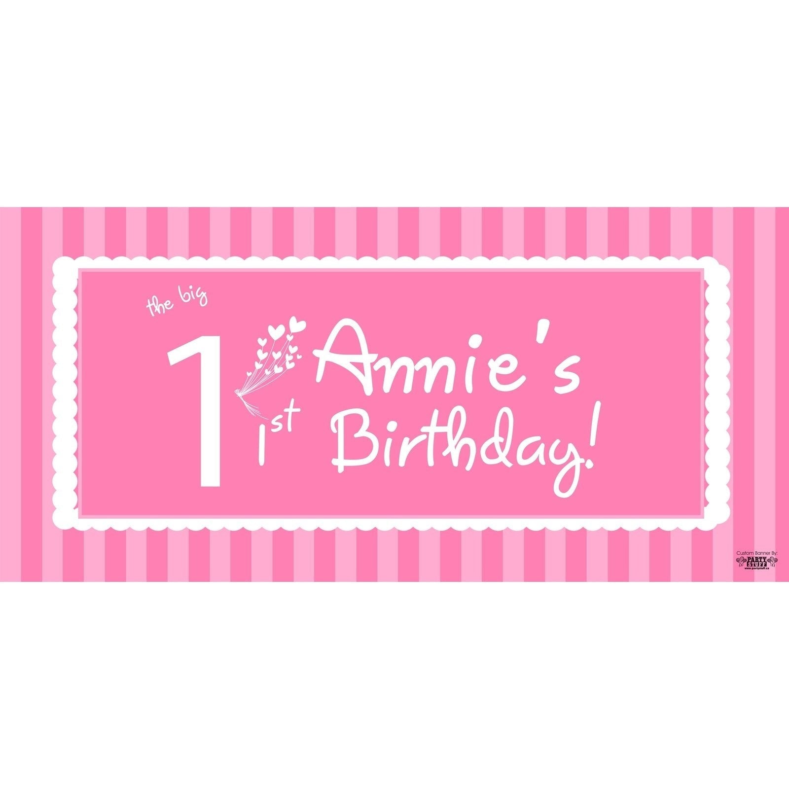 Banner - Custom Deluxe Birthday Pink Stripes