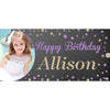 Banner - Custom Deluxe Birthday Purple & Gold Dots With PiCounture