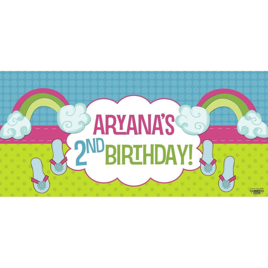 Banner - Custom Deluxe Birthday Rainbow & Flip Flops