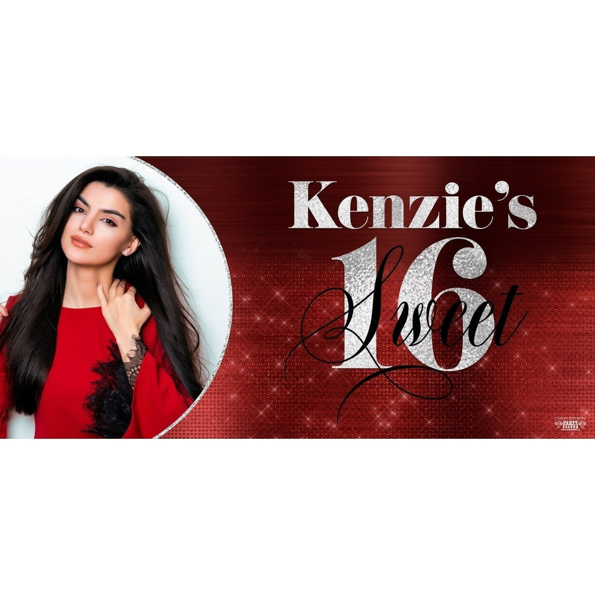 Banner - Custom Deluxe Birthday Red Bedazzle With PiCounture