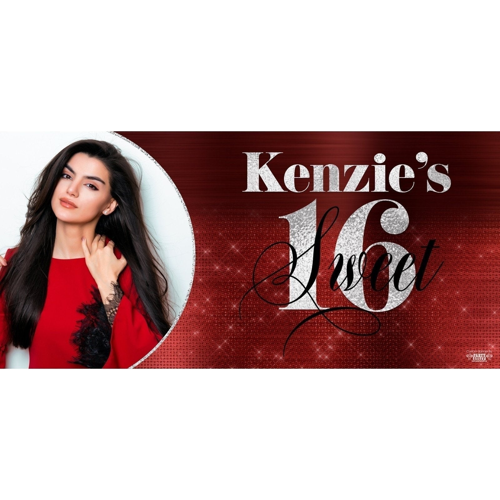 Banner - Custom Deluxe Birthday Red Bedazzle With PiCounture