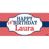 Banner - Custom Deluxe Birthday Red & Blue Polka Dots