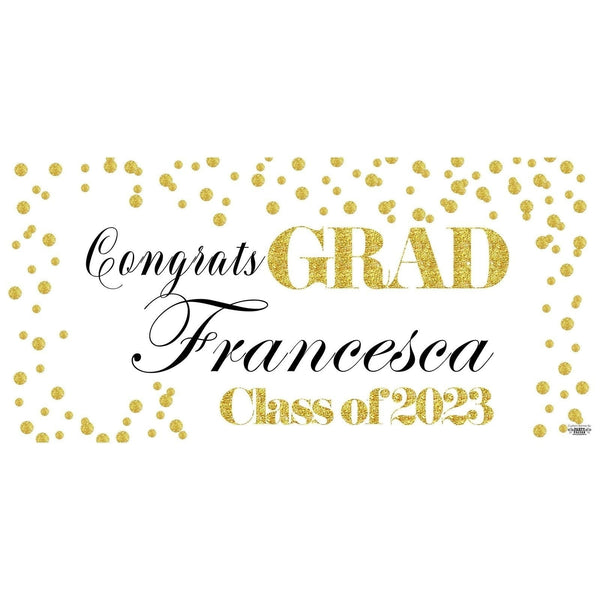 Banner - Custom Deluxe Grad Gold Dots