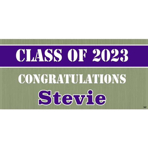 Banner - Custom Deluxe Grad Silver Back W/Purple