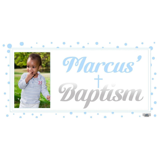 Banner - Custom Deluxe Religious Blue Dots & Silver With PiCounture