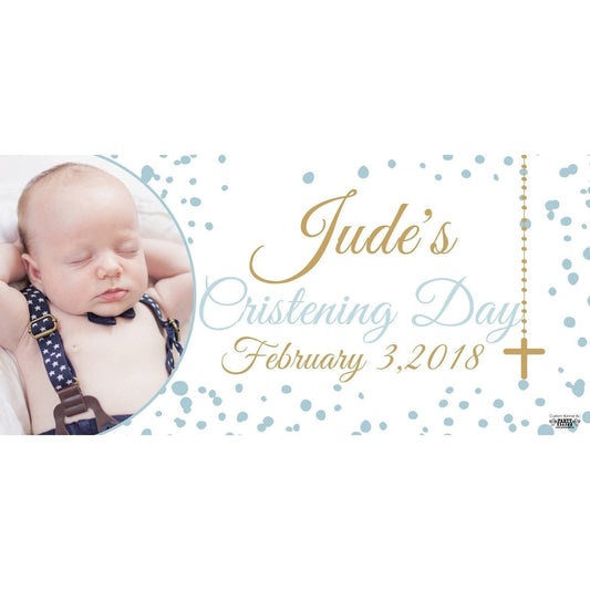 Banner - Custom Deluxe Religious Blue Dots With PiCounture
