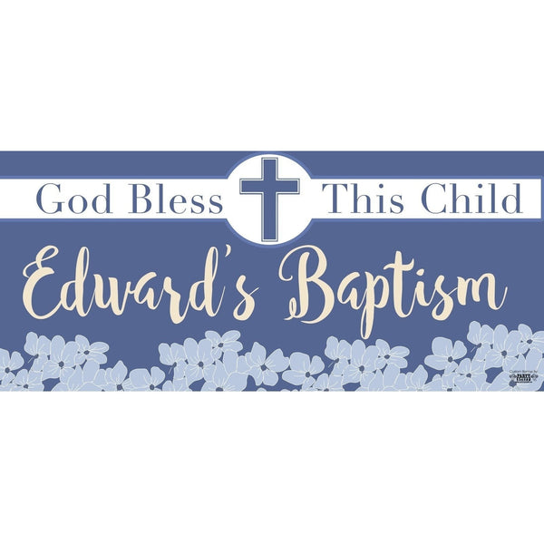 Banner - Custom Deluxe Religious Blue Flowers