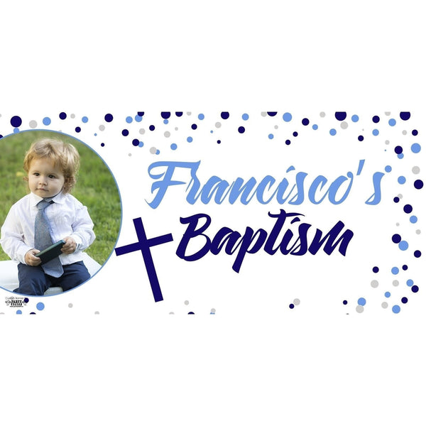 Banner - Custom Deluxe Religious Blue & Grey Dots With PiCounture