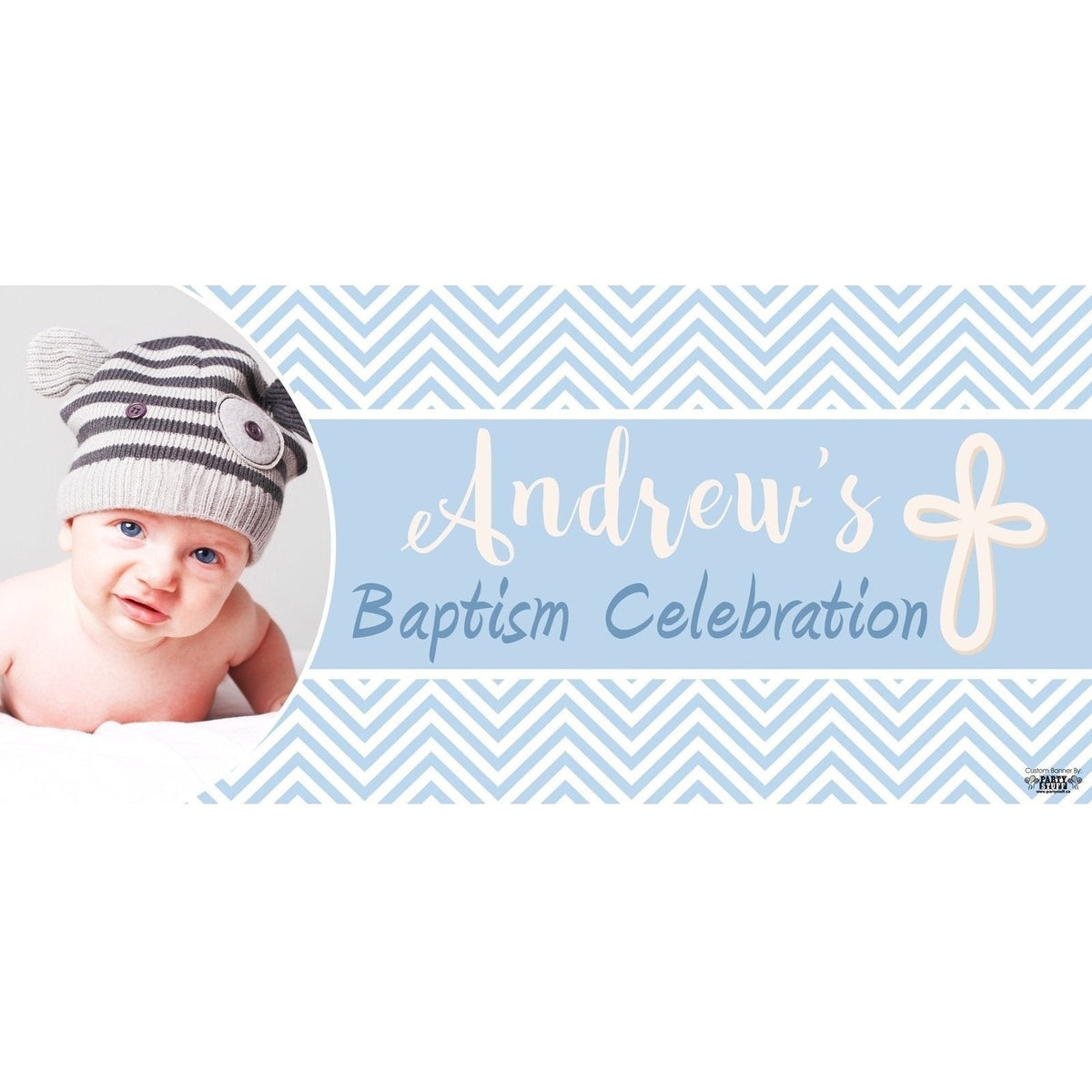 Banner - Custom Deluxe Religious Blue Zig Zag With PiCounture