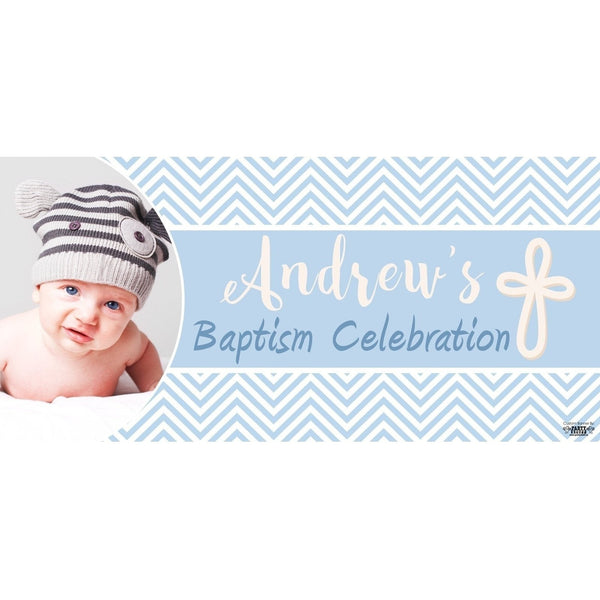 Banner - Custom Deluxe Religious Blue Zig Zag With PiCounture