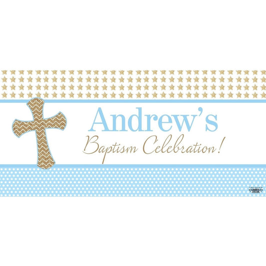 Banner - Custom Deluxe Religious Gold Stars & Blue