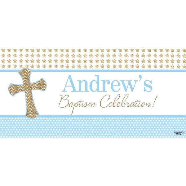 Banner - Custom Deluxe Religious Gold Stars & Blue