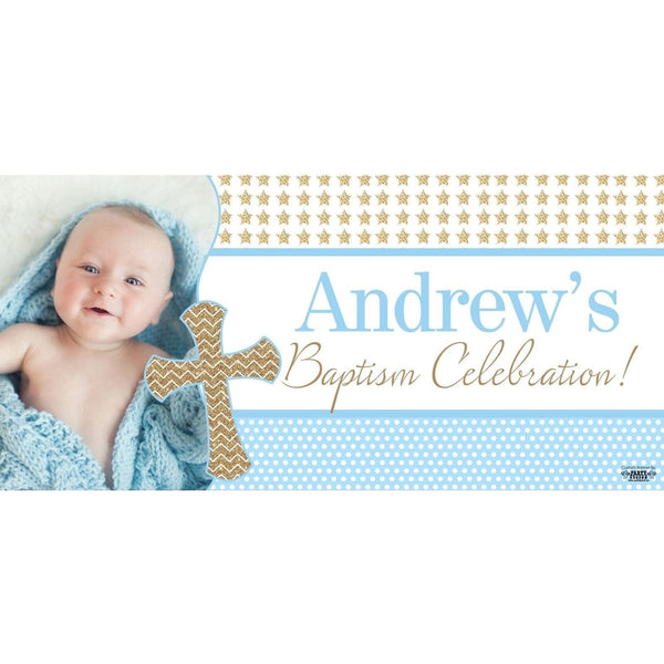 Banner - Custom Deluxe Religious Gold Stars & Blue With PiCounture