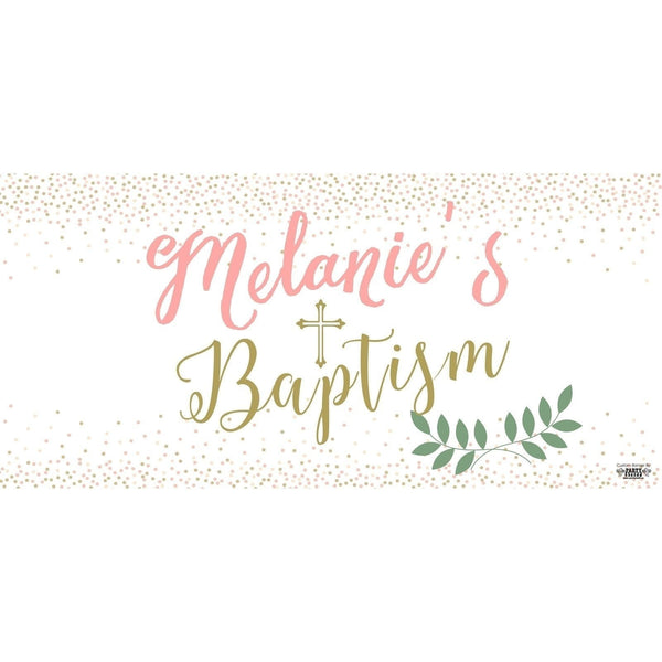 Banner - Custom Deluxe Religious Pink & Gold Dots With Branch