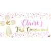 Banner - Custom Deluxe Religious Pink & Gold Dots