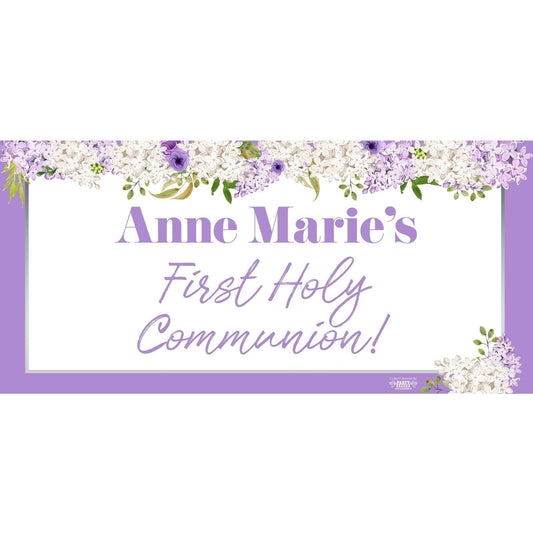 Banner - Custom Deluxe Religious White & Purple Flowers