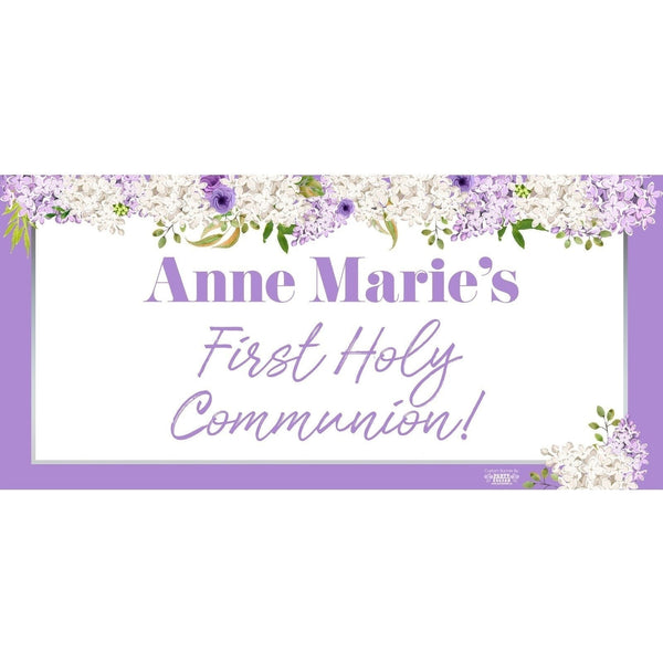 Banner - Custom Deluxe Religious White & Purple Flowers