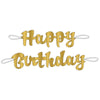 Gold Script " Happy Birthday" Banner