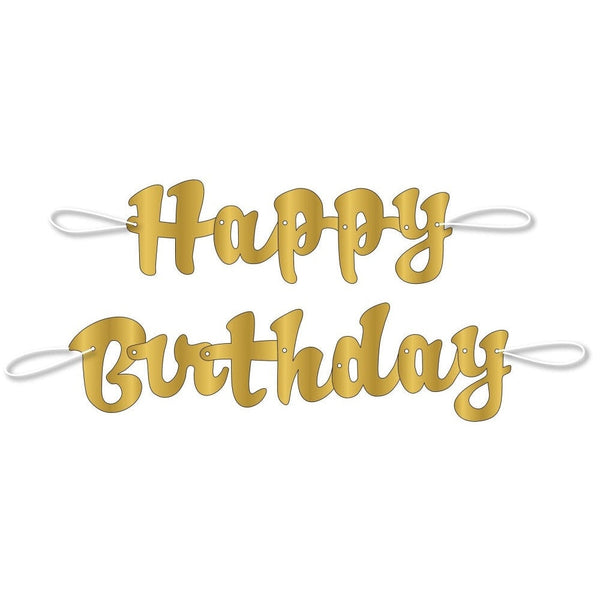 Gold Script " Happy Birthday" Banner