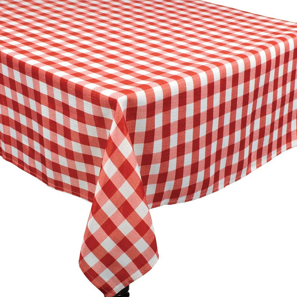 Bbq Red Check Fabric Tablecover, 104"