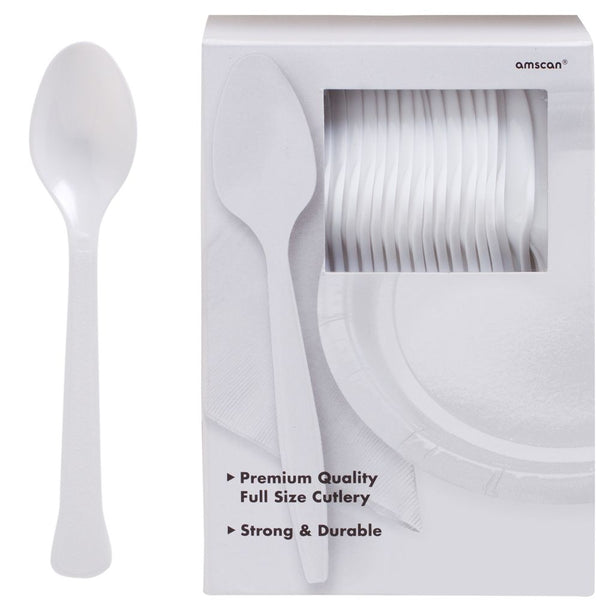 Big Party Pack Frosty White Plastic Spoons