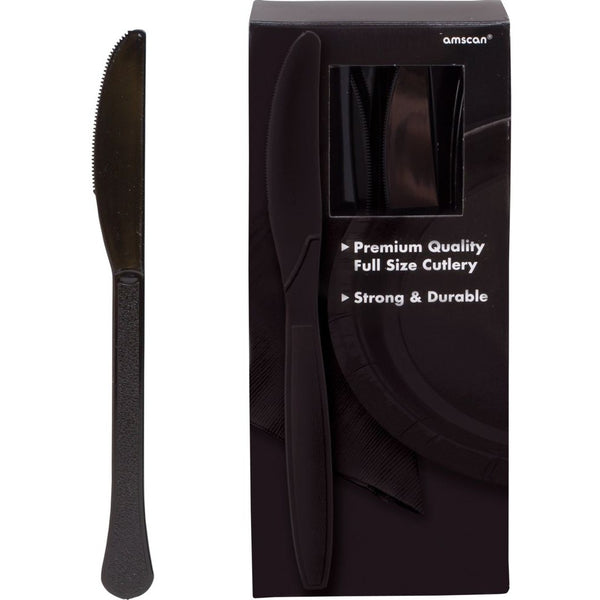 Big Party Pack Jet Black Plastic Knives, 100 Count