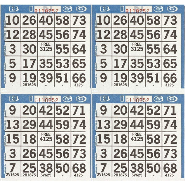 Bingo Sheets - 75 Sheets 4 Games/Sheet = 300 Games