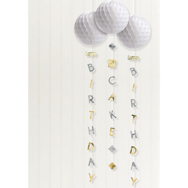 Birthday Accessories Silver & Gold Honeycombs With Tails
