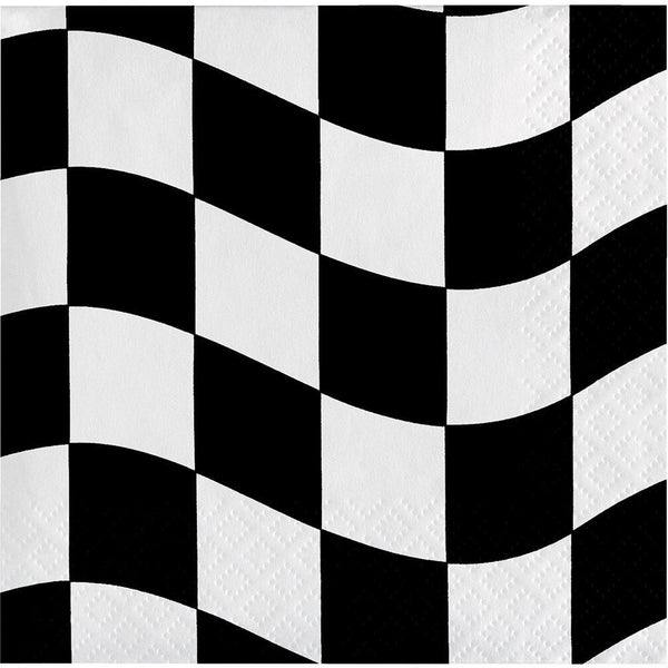 Black And White Check Beverage Napkins
