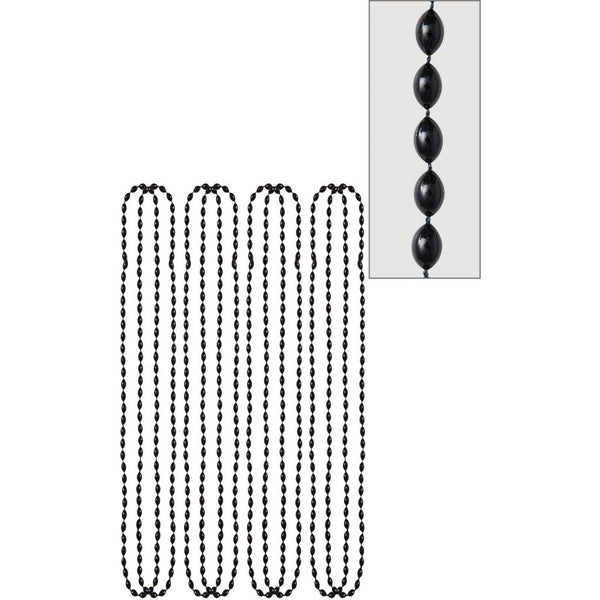 Black Metallic Bead Necklaces 8 Count