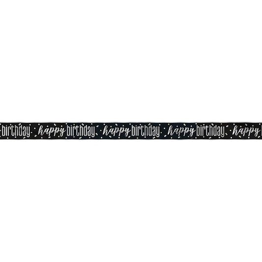 Black & Silver Foil Happy Birthday Banner, 12Ft