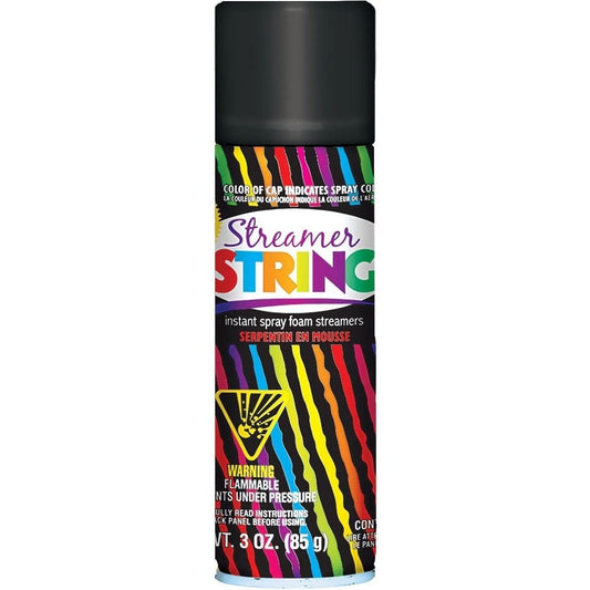 Black Streamer String 3Oz Silly String / Fun String